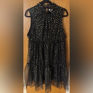 POPSUGAR Black Tulle Dress with Gold Star Accents